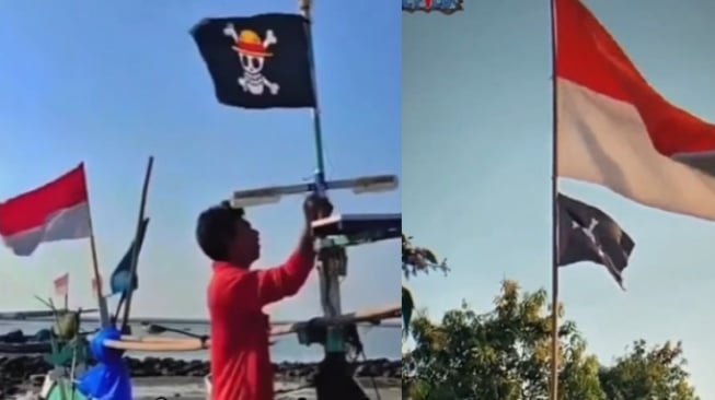 Semarak HUT RI ke 78 Bendera One Piece Berdampingan Merah Putih